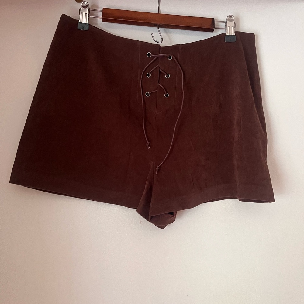 vintage express Lace-Up faux Suede Women's Shorts
